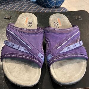 Purple Merrell slip on slides
